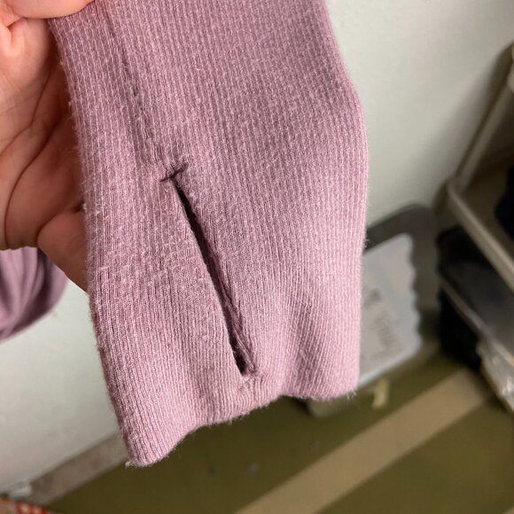 Athleta Size Small Drishti Rushed Sweatshirt Tunic Thumb Holes Mauve Pink Modal - Picture 6 of 7